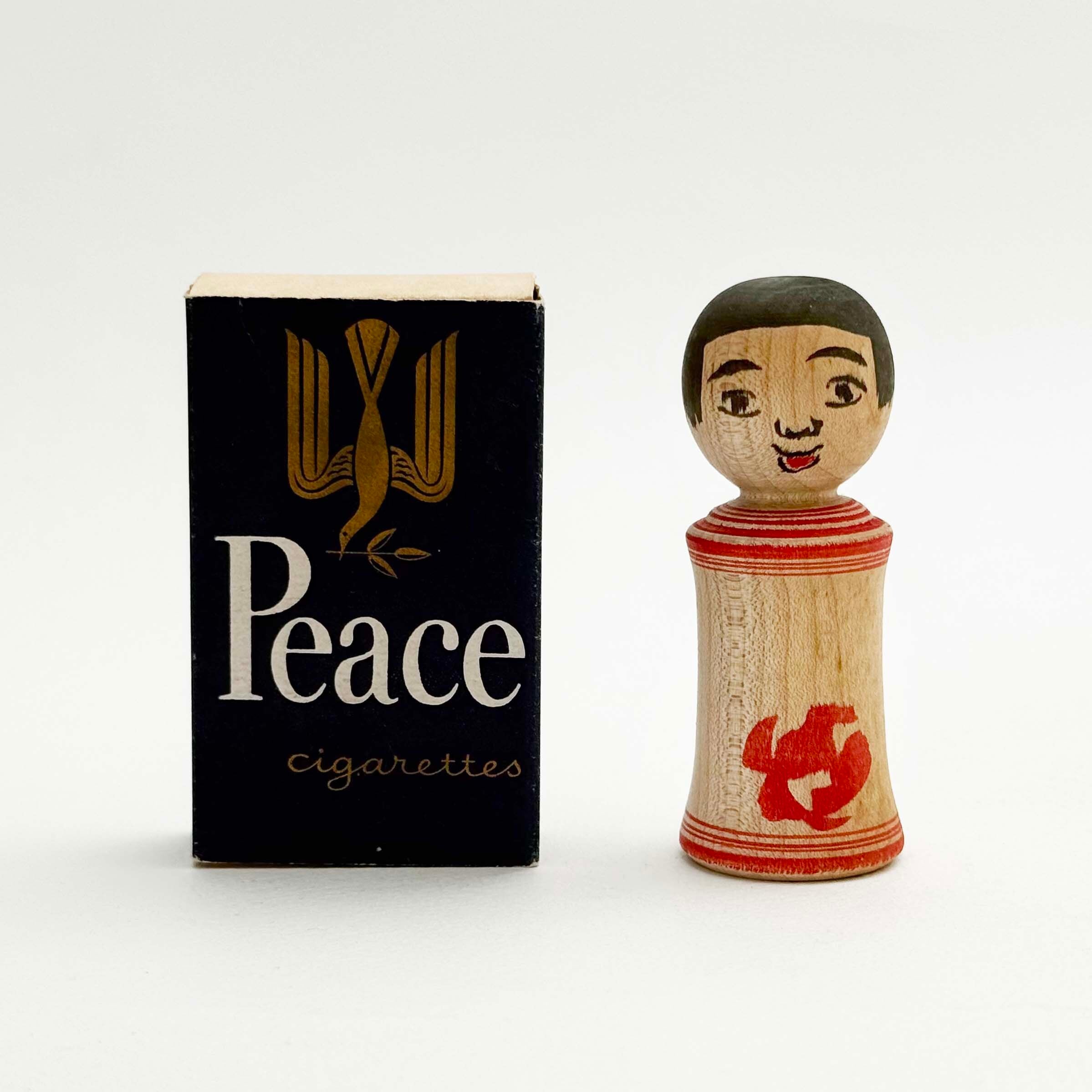 今晃工人 / 小寸こけし（赤い花 7cm）