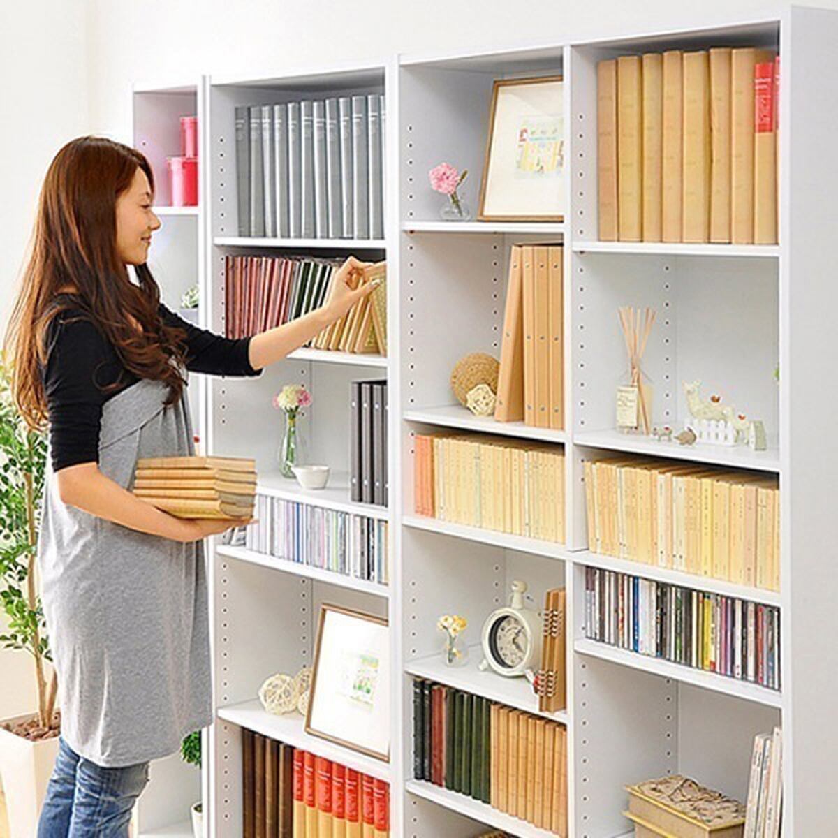 多目的ラックマガジンラック 幅90cm オシャレで大容量な収納 本棚 CDやDVDラックにも 可動棚