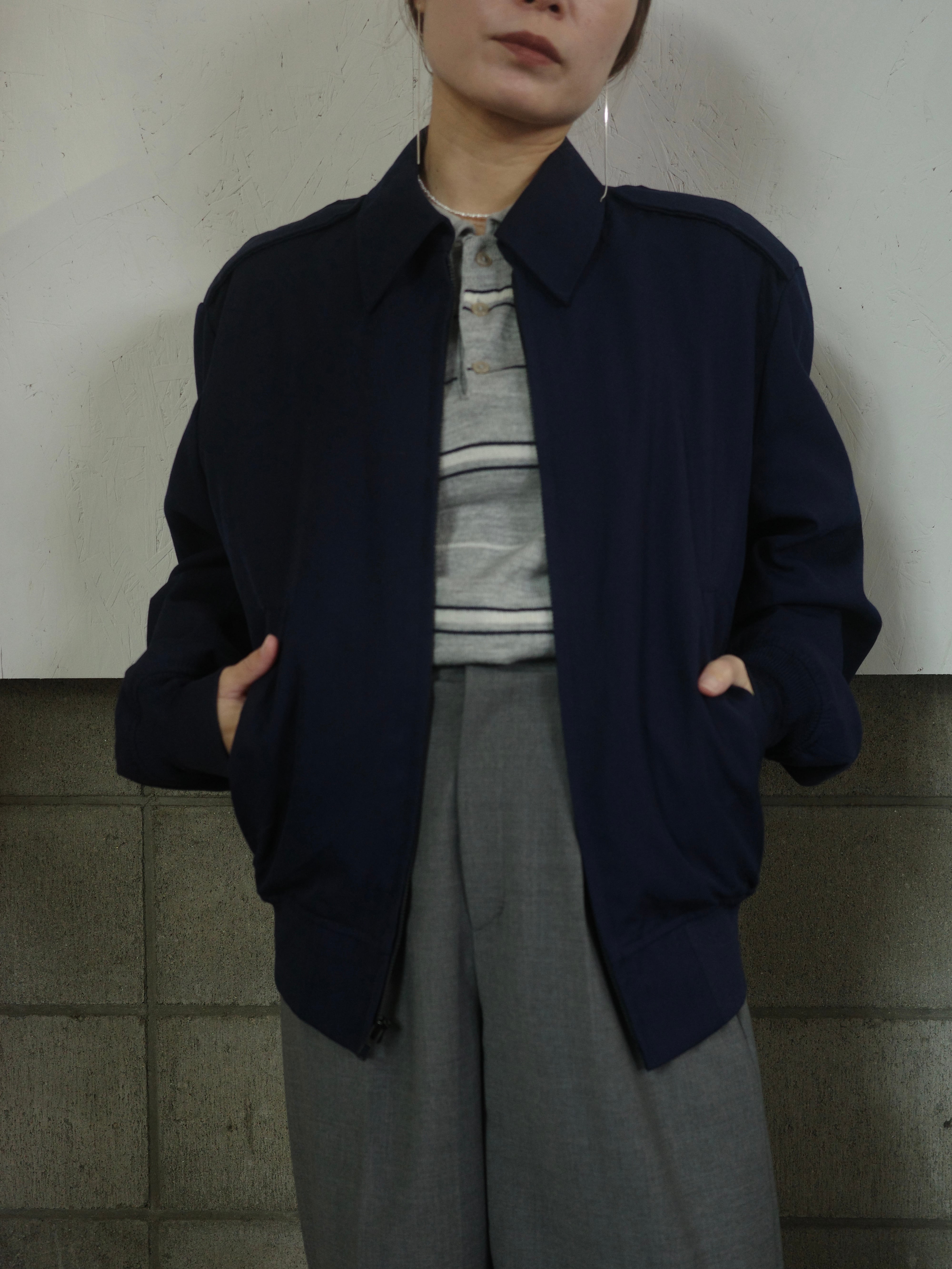 〈vintage〉navy compact bomber jacket