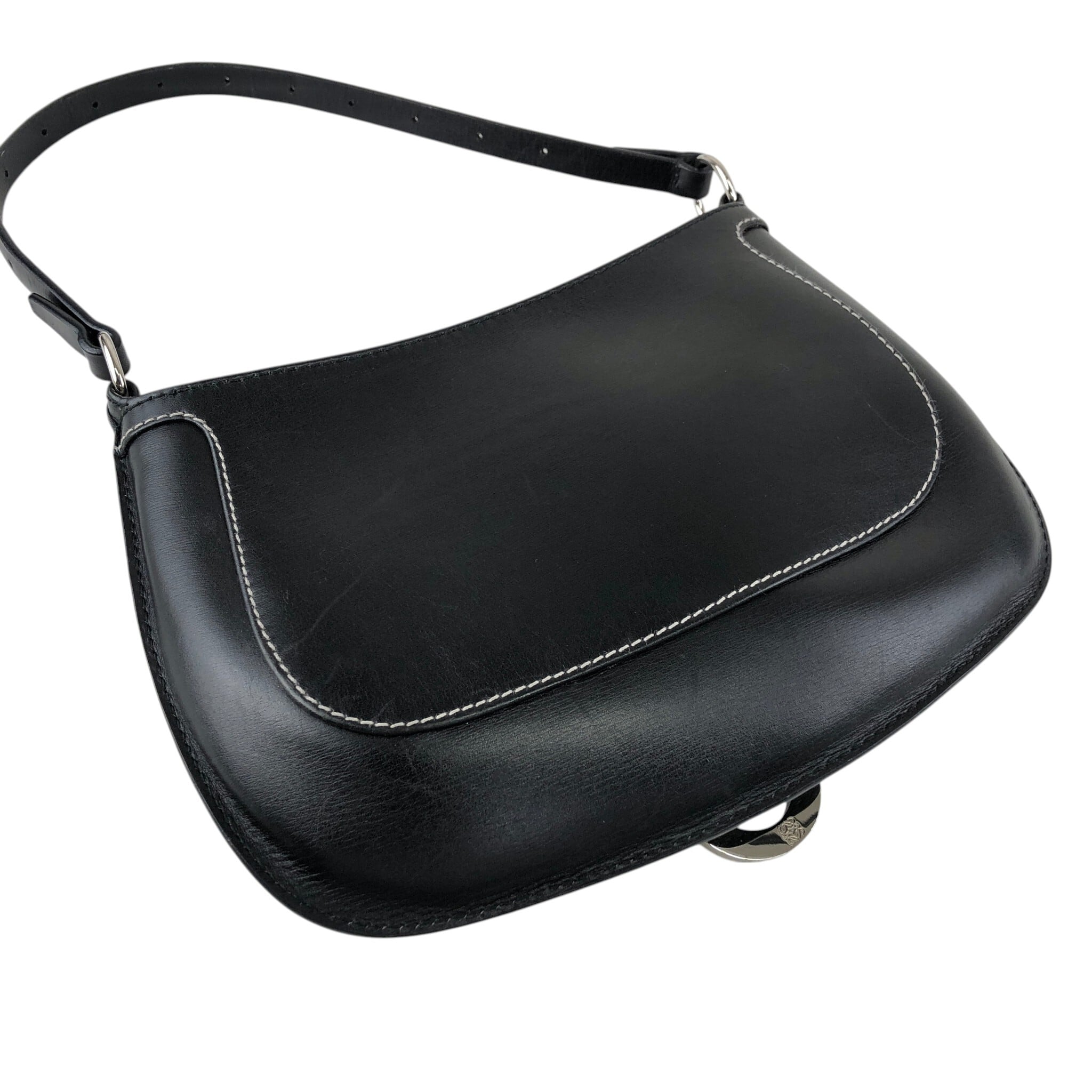 LOEWE ロエベ ハンドバッグ ブラック ロゴ サークルモチーフ レザー