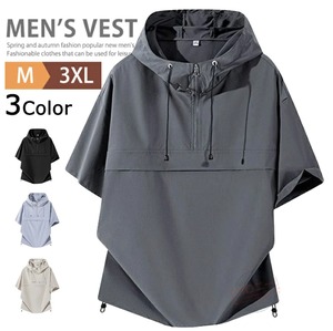 半袖パーカー ハーフジップ プルオーバー メンズ 4色 M-3XL 夏パーカー スポーティー フード付き 26LT821