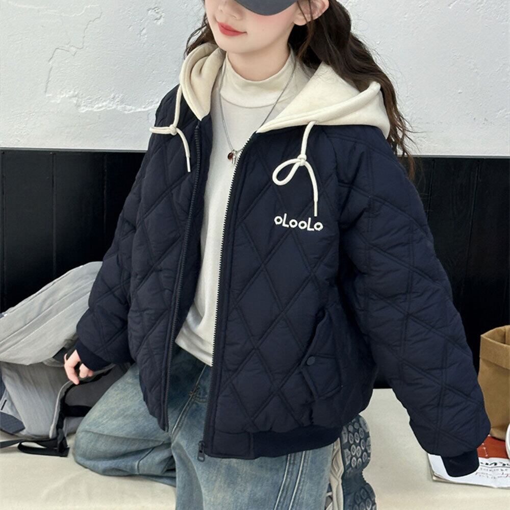 【送料無料】 子供服 女の子 フード付き 中綿 ジャケット キッズ 小学生 中学生 秋冬 アウター おしゃれ カジュアル シンプル 防寒 保温 暖かい 防風 アウトドア 通学 大人可愛い 大人女子