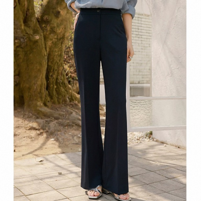 オールマッチ ハイウエスト ブラック ロングパンツ　YH9271