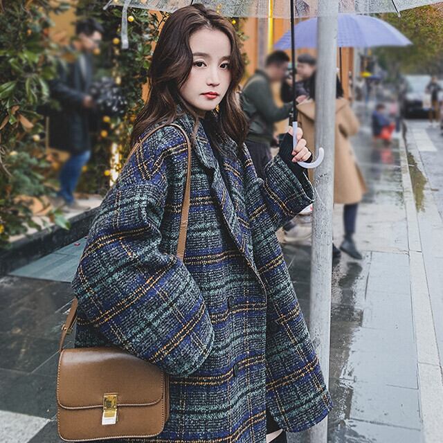 コート レディース アウター ミドル丈 ジャケット風 チェック柄