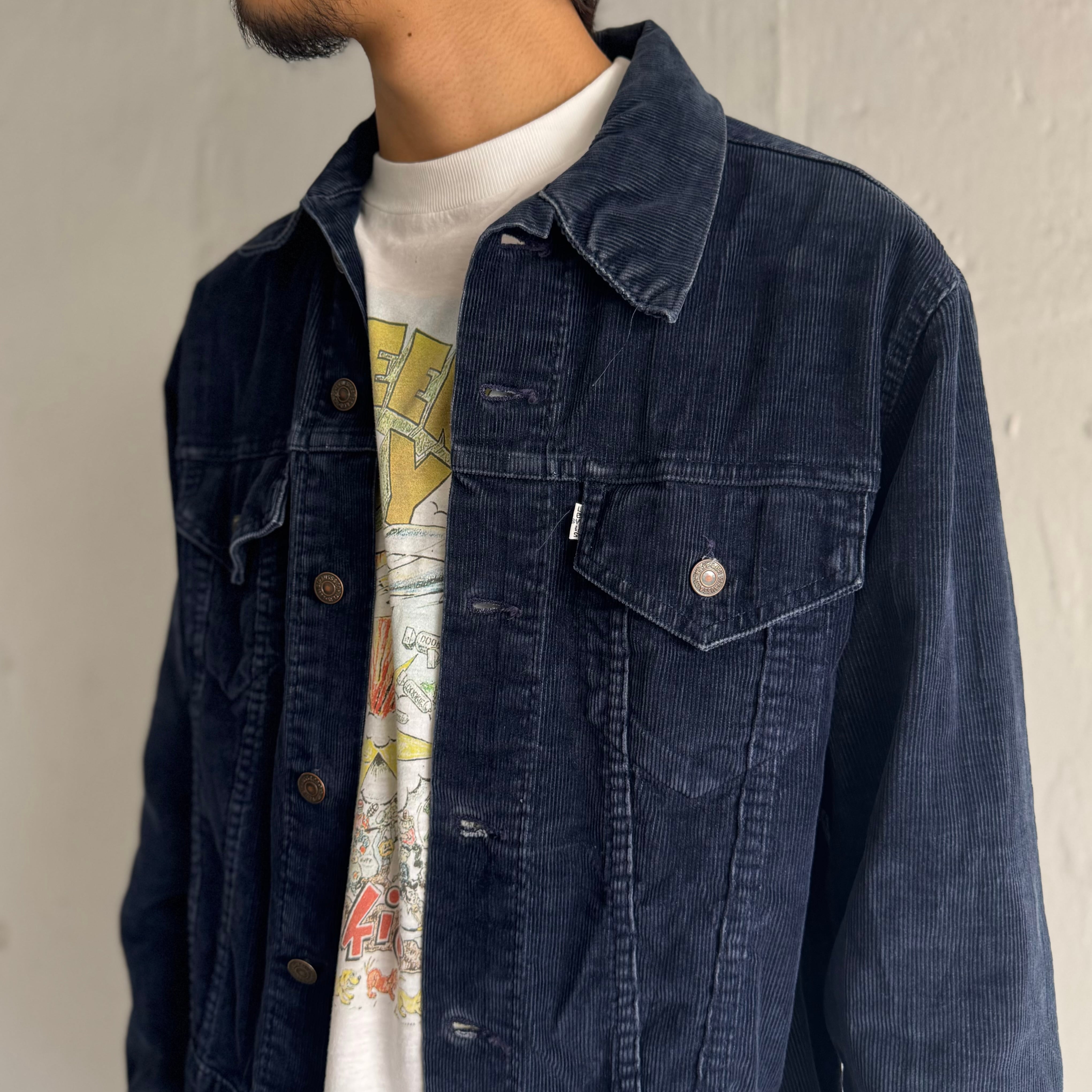 4th】70's Levi's 70505 Corduroy Trucker Jacket “ネイビー” | spike osu