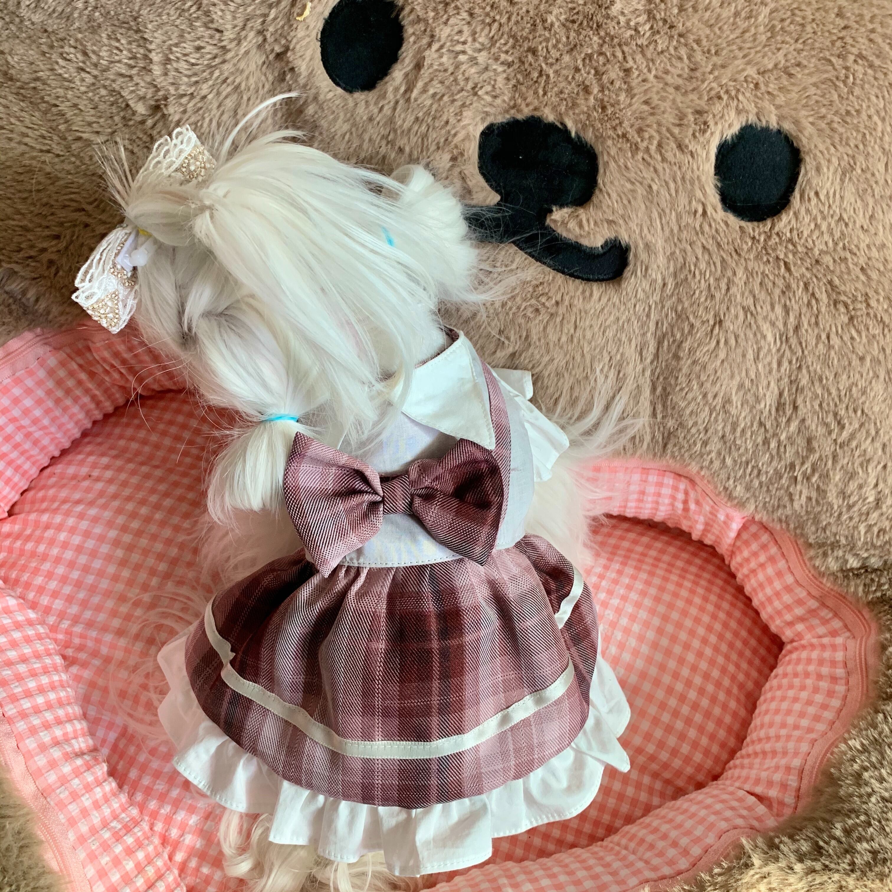 大型犬もOK 秋色チェックのワンピース