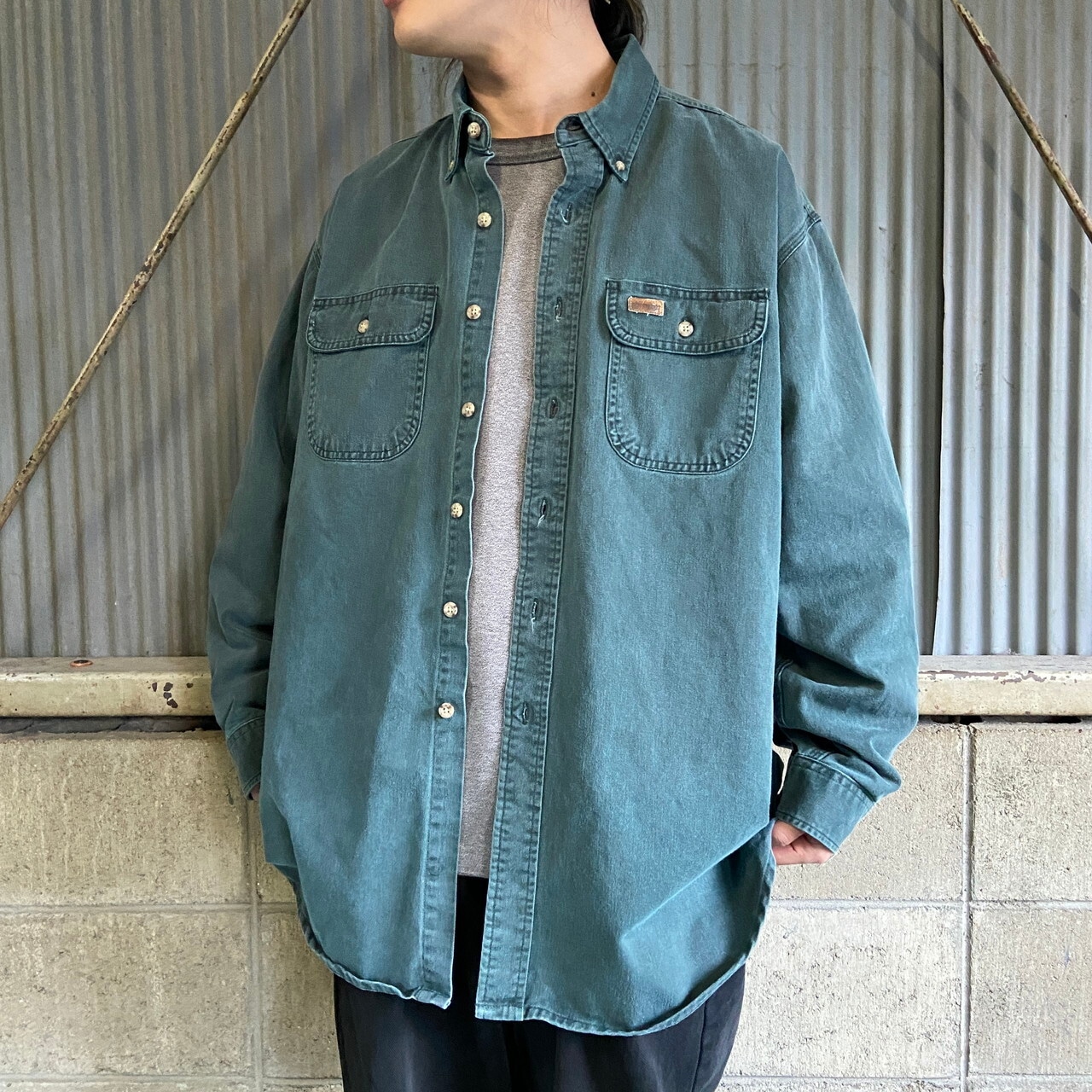90年代 Carhartt カーハート 長袖 コットン ボタンダウンシャツ メンズ 