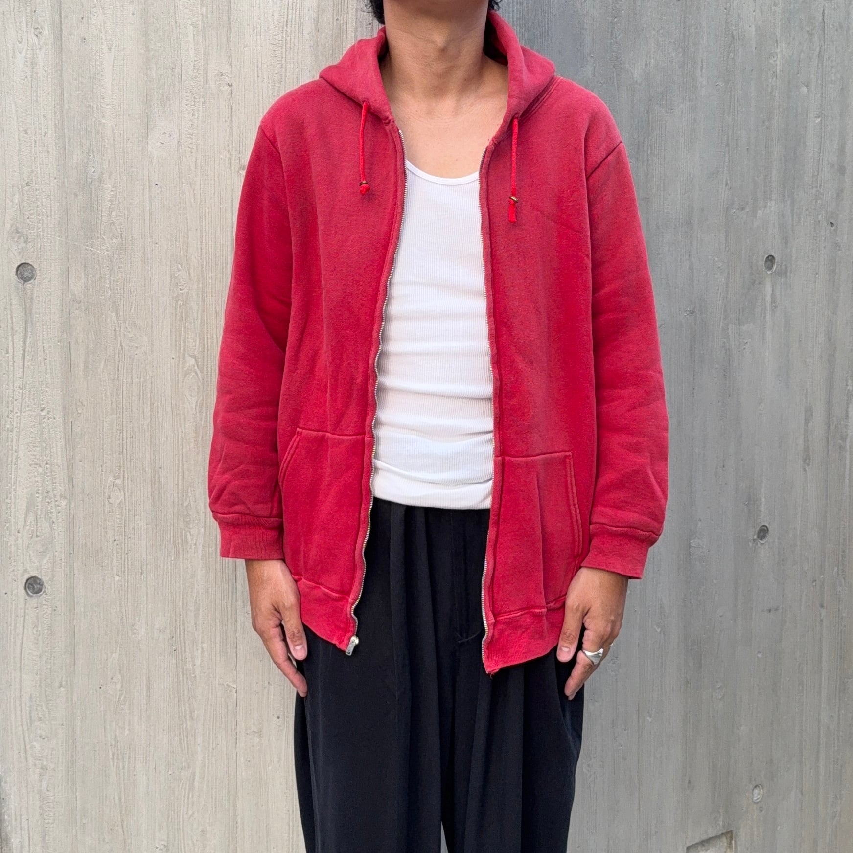 mayo SPRUCE 裏サーマル 赤フェード ジップパーカー M usa 60's Vintage “MAYO SPRUCE” Made in USA 裏サーマル Zip Up Sweat