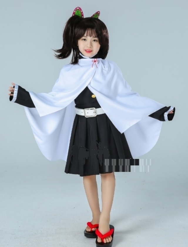 なりきりキッズ★  栗花落 カナヲ（つゆり カナヲ） 女の子 子供服 コスプレ 衣装 ウィッグあり コスチューム なりきり セット 仮装 コスチューム 発表会 キャラクター ハロウィン パーティー イベント 撮影 100-150