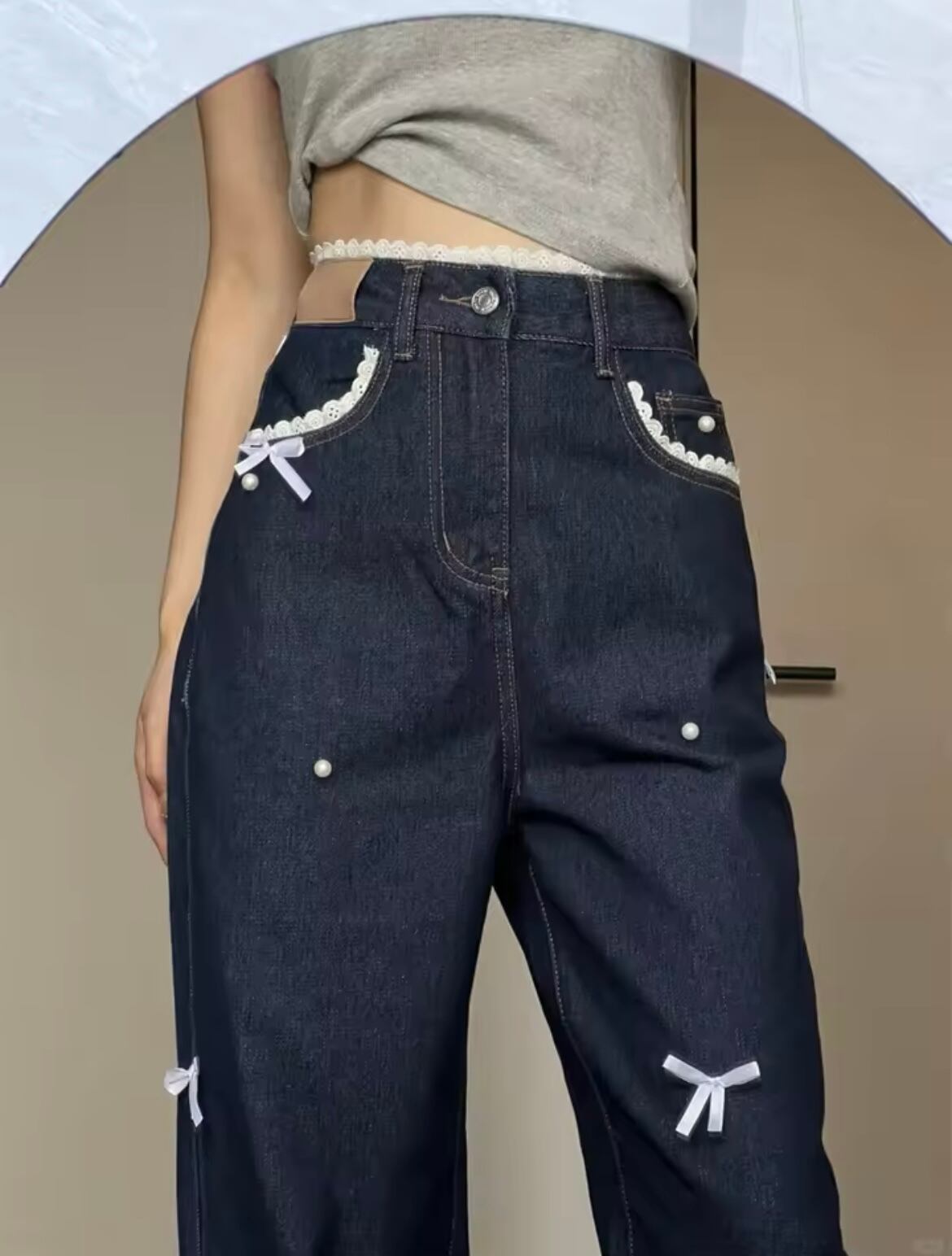 リボンレースデニムパンツ | jbgcompany