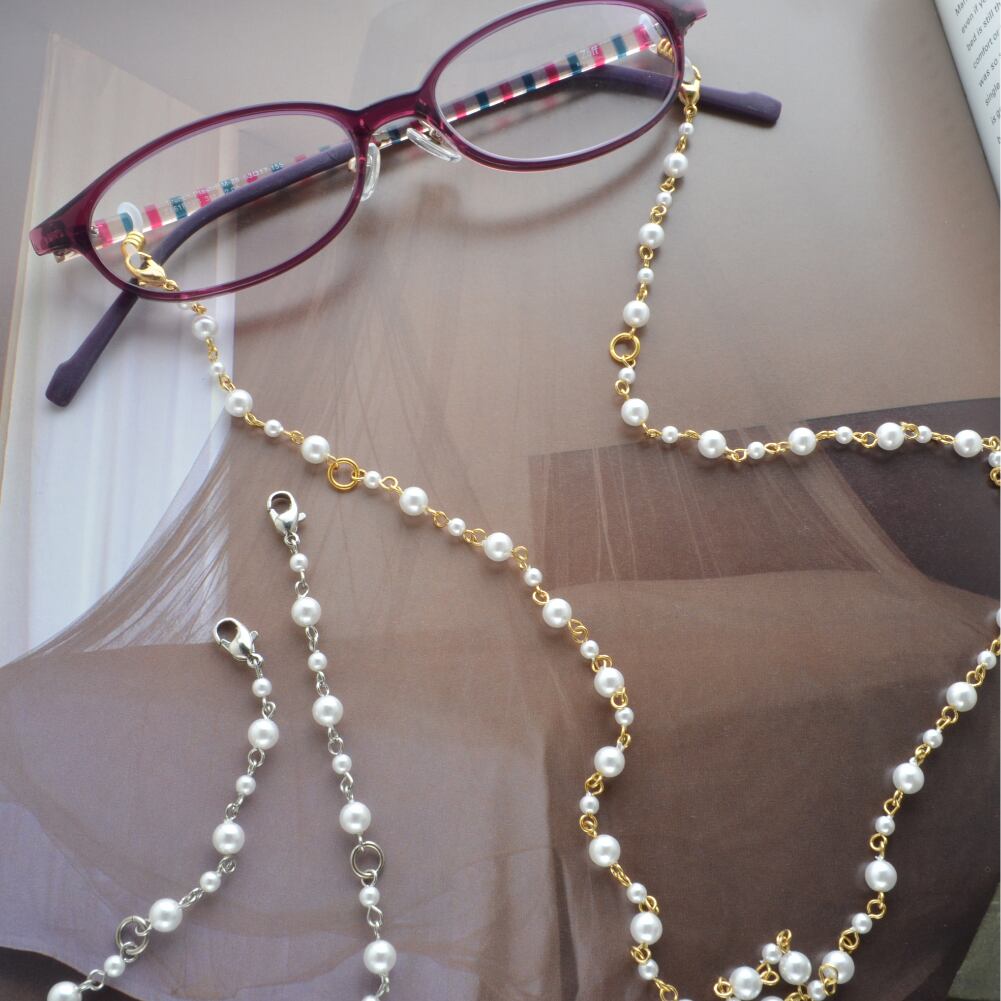 ♪428❤️再販 薔薇パールビーズマスクチェーンメガネチェーンフロスト