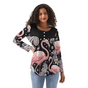Women's Babydoll Neck Casual Top Paisley 4734