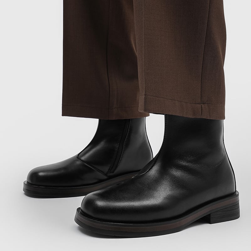 Minimal Leather Zip Boots | Urban Cypher