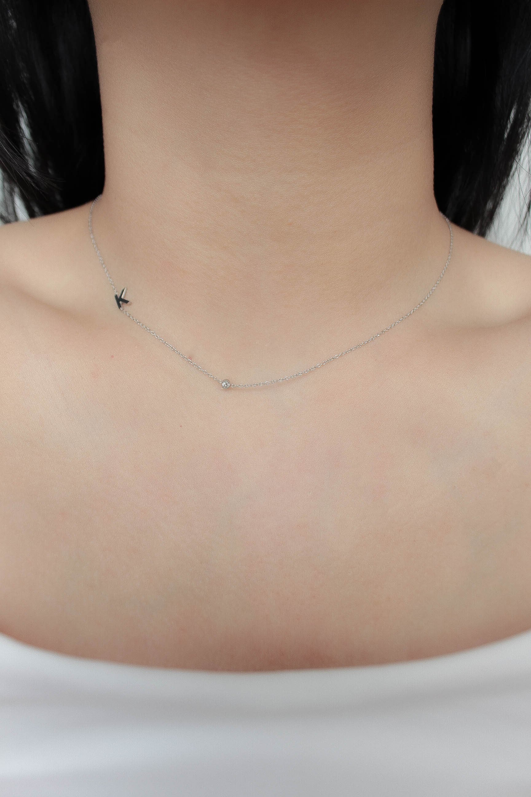 Alphabet Zirconia Necklace / Silver | ebine(エビネ)|金属アレルギー