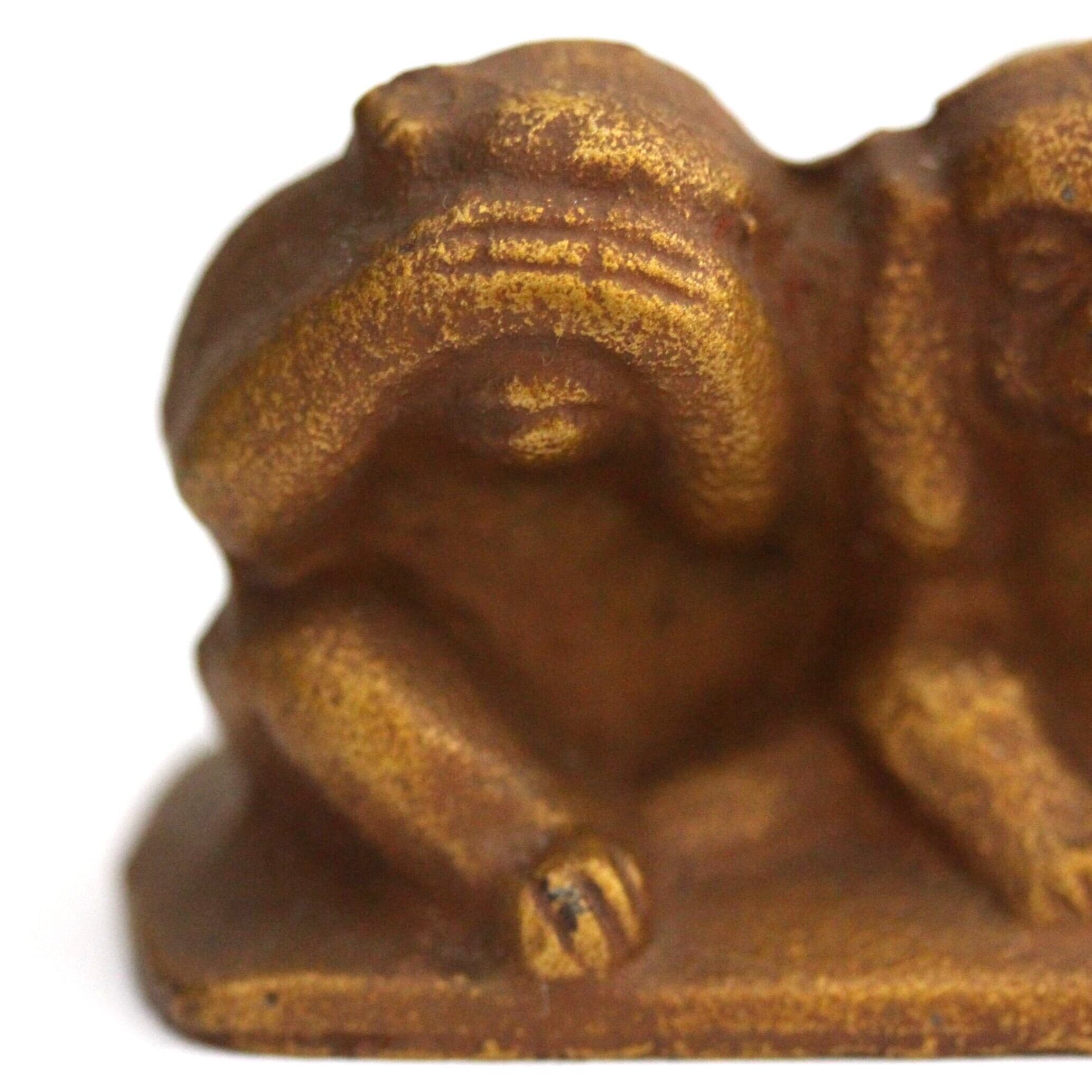 鋳鉄の三猿（見ざる聞かざる言わざる）w8.7cm Japanese Cast Iron