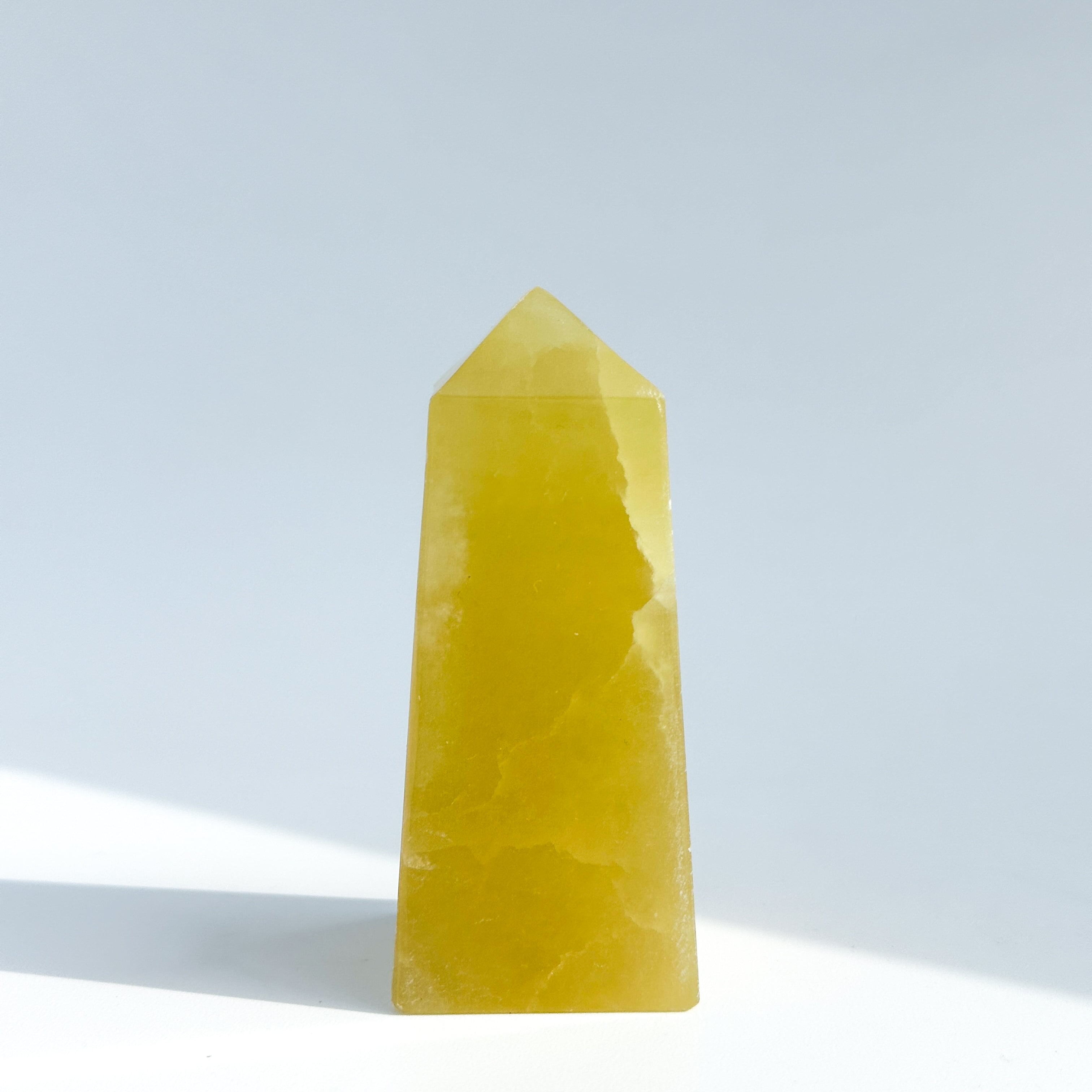 イエローカルサイト　パワーストーン置物 イエローカルサイト タワー73◇ Yellow Calcite ◇天然石・鉱物