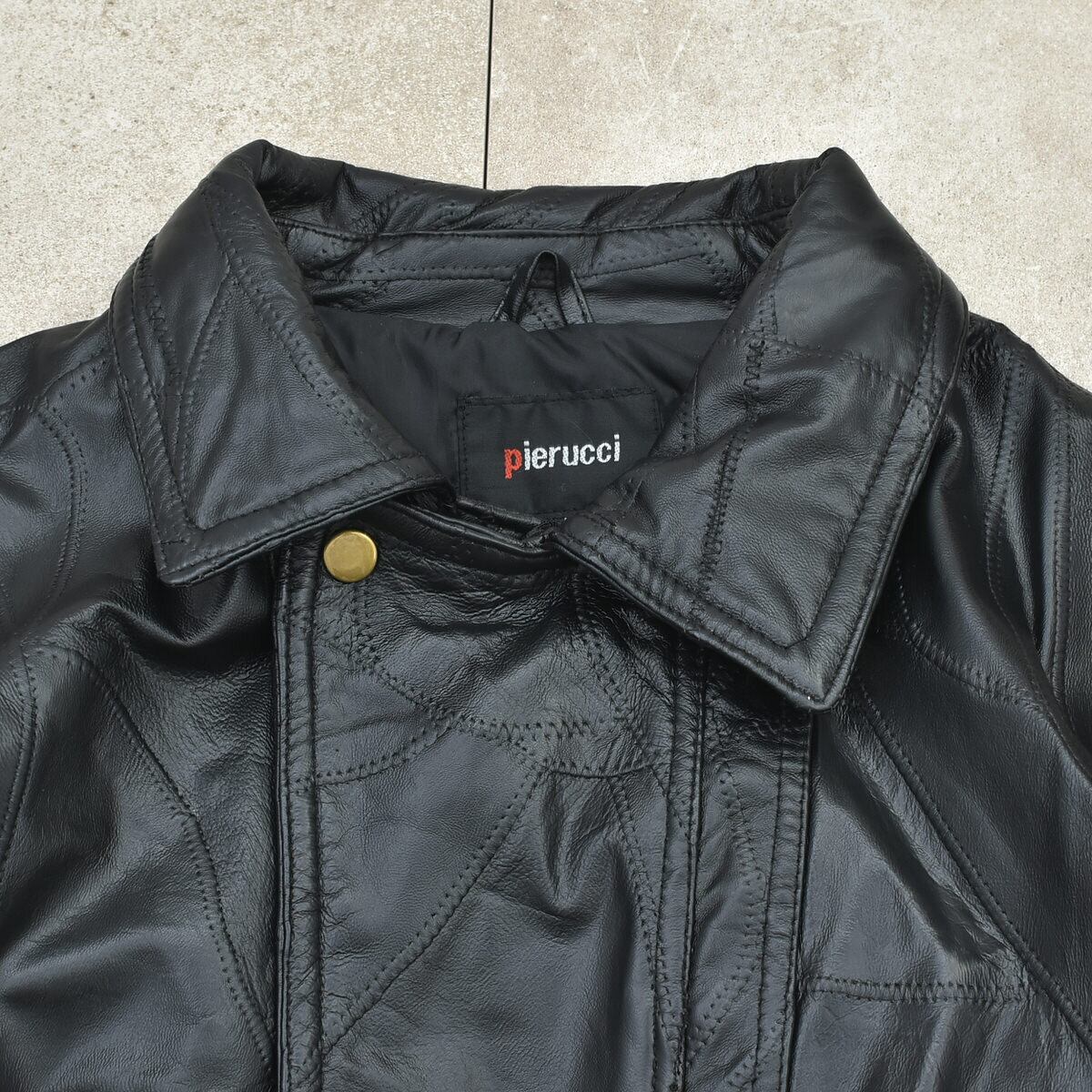 Black luster patchwork leather blouson | 古着屋 grin days memory