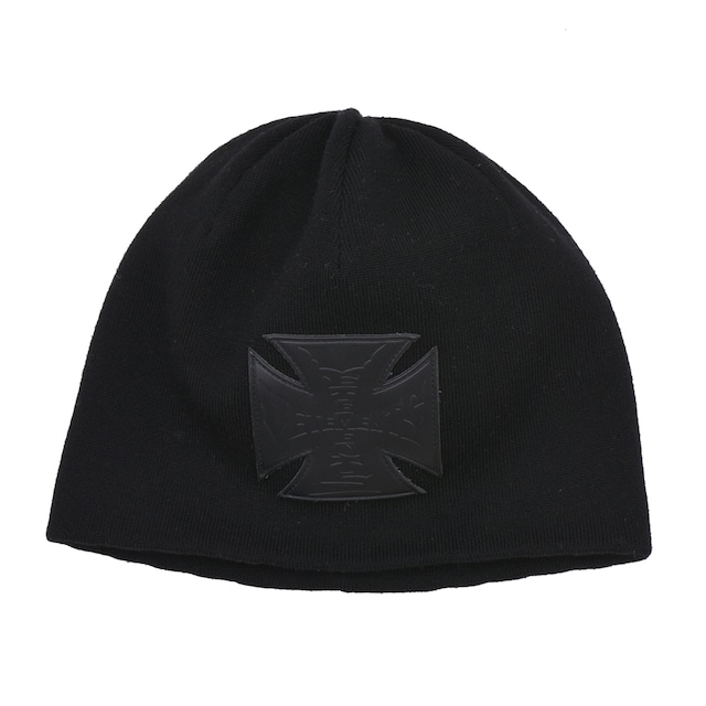 【VETEMENTS】LEATHER BIKER CROSS LOGO BEANIE