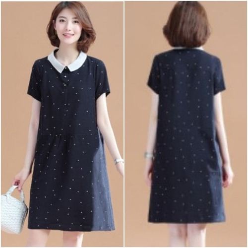 ワンピース  Vネック  襟付きワンピース  ウエスト切り替え 細身 Aライン 水玉 ドット柄 きれいめ レディース 女子 清楚 春 夏 夏ワンピ お呼ばれ 上品 美人 パーティ かわいい
