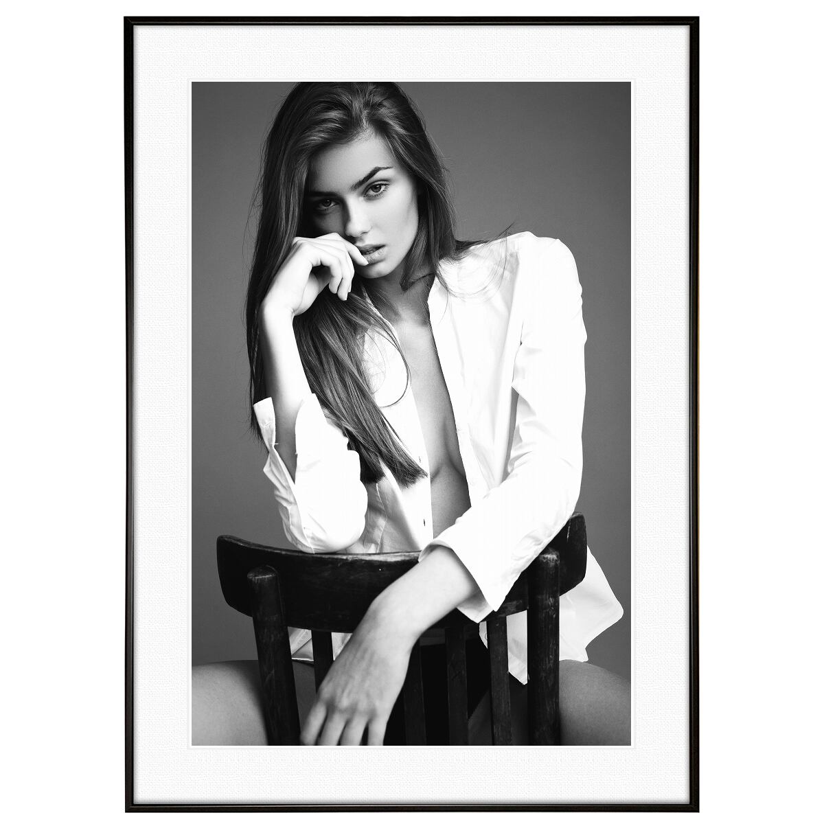 人物写真 女性 インテリアアート モノクロポスター額装 AS3107