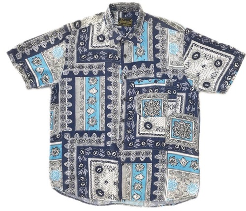 90sCrazy Pattern Rayon Print Shirts/L