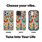 受注生産 iPhoneケース 鳥と花のサイケ民芸柄｜鳥モチーフ PSYF069C