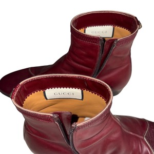 GUCCI red brown leather side-zip boots