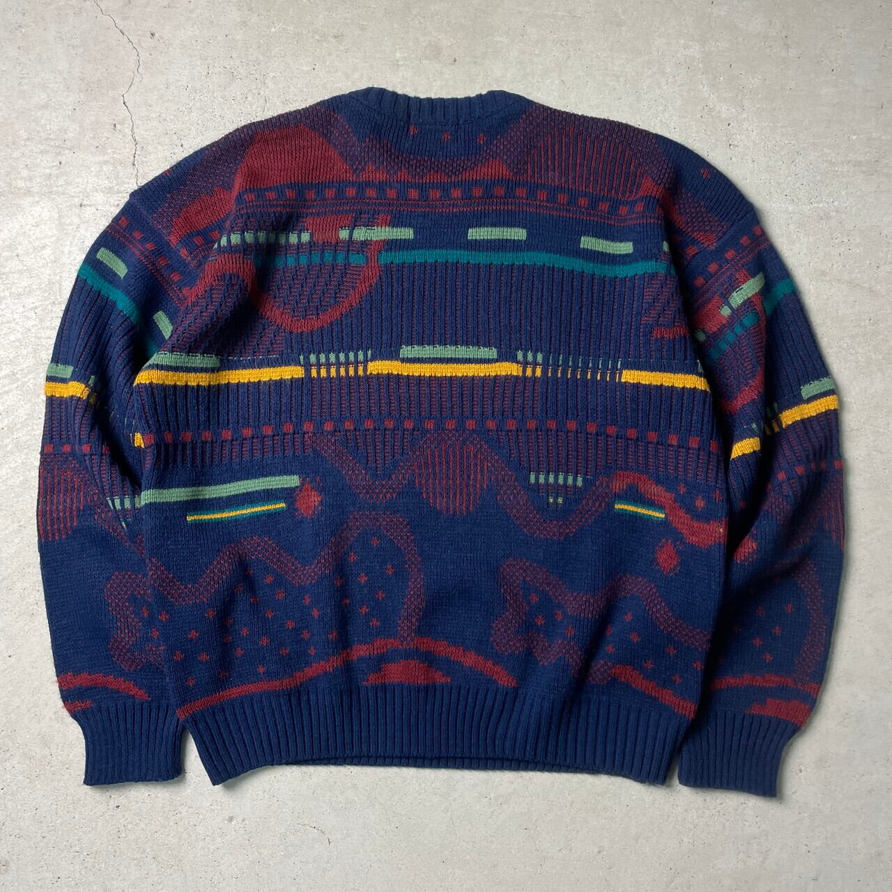 【ヴィンテージ 襟付き 3Dニット】90年代  セーター L からし色