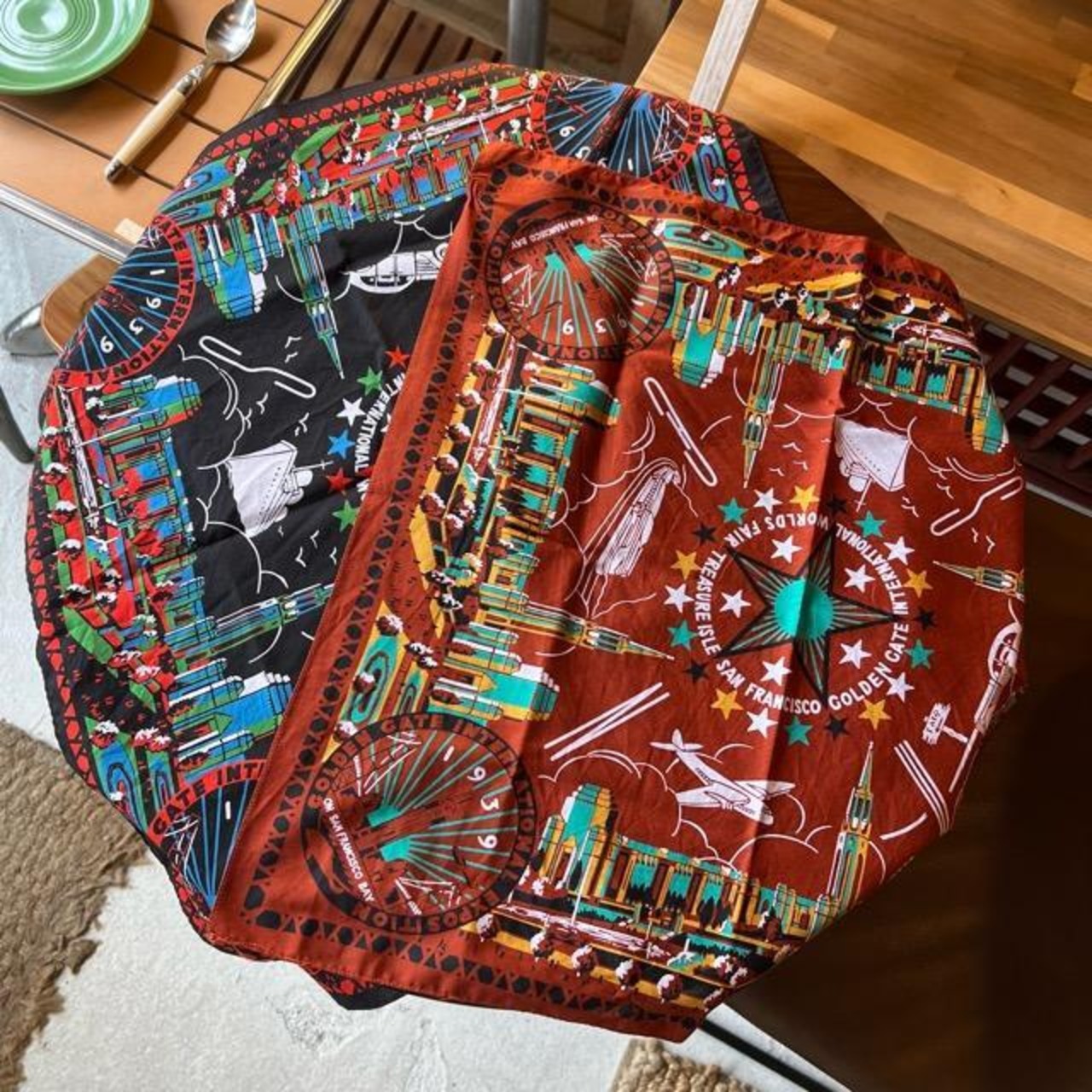 TOPANGA accessory One-wash cotton bandana　1939　Brown　バンダナ　小物　ランチクロス　ハンカチ　スカーフ　ギフト　プレゼント