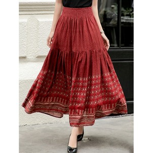 民族調プリントマキシ丈スカート 2color A01297