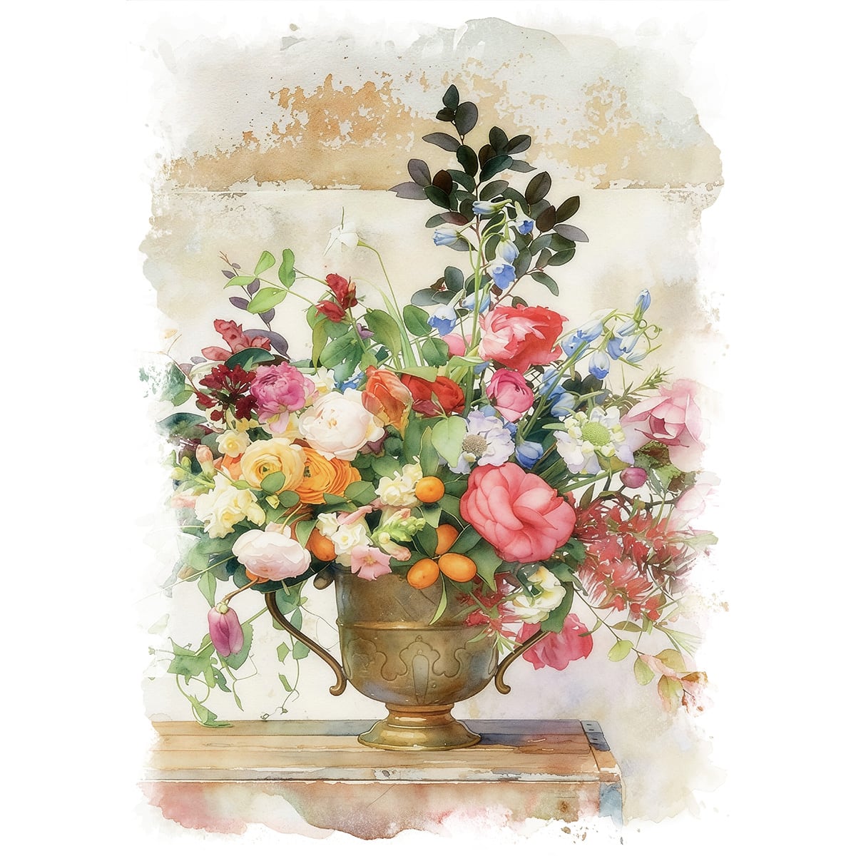 絵画 花の絵 インテリアアート額付き 水彩画・油絵調 WAT0406