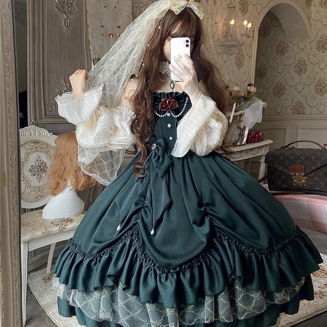 ロリータ クラロリ ブラウス JSK 2点セット クラシカル 薔薇少女 甘め