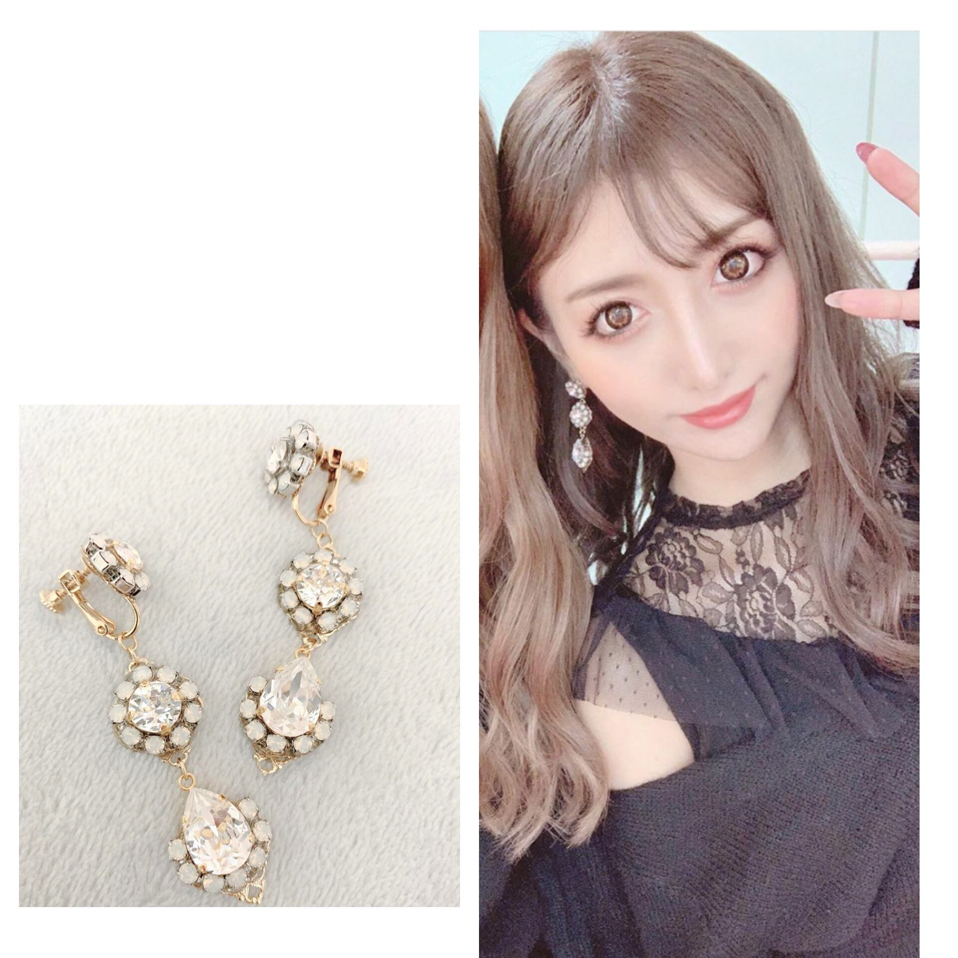 Chie様着用 3連フルスワロビジュー ホワイトオパール Rocaill Accessory