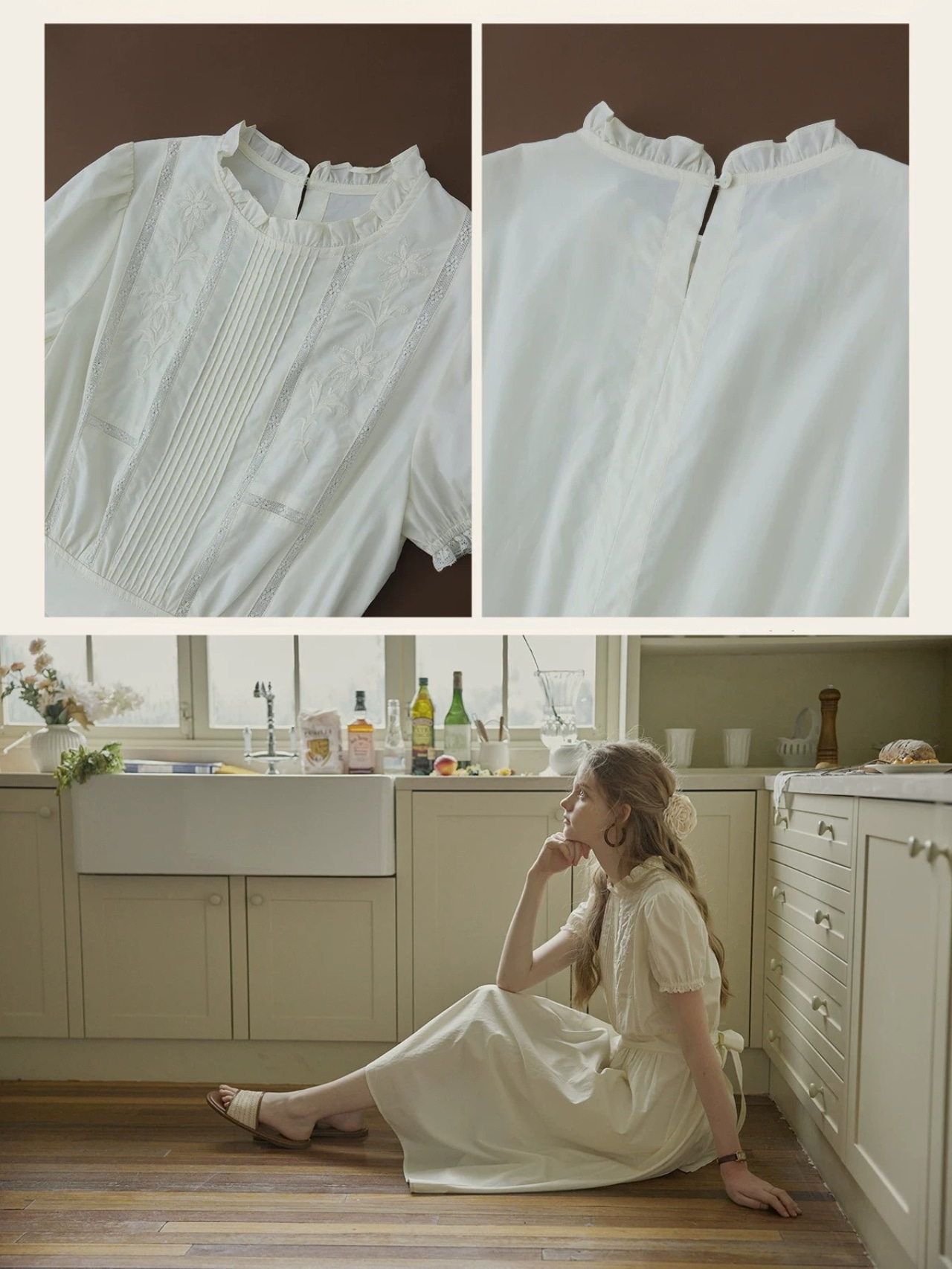 Antique Porcelaine Embroidery Dress F0734