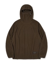 CALORA FLEECE HOODED PULLOVER_DARK BROWN