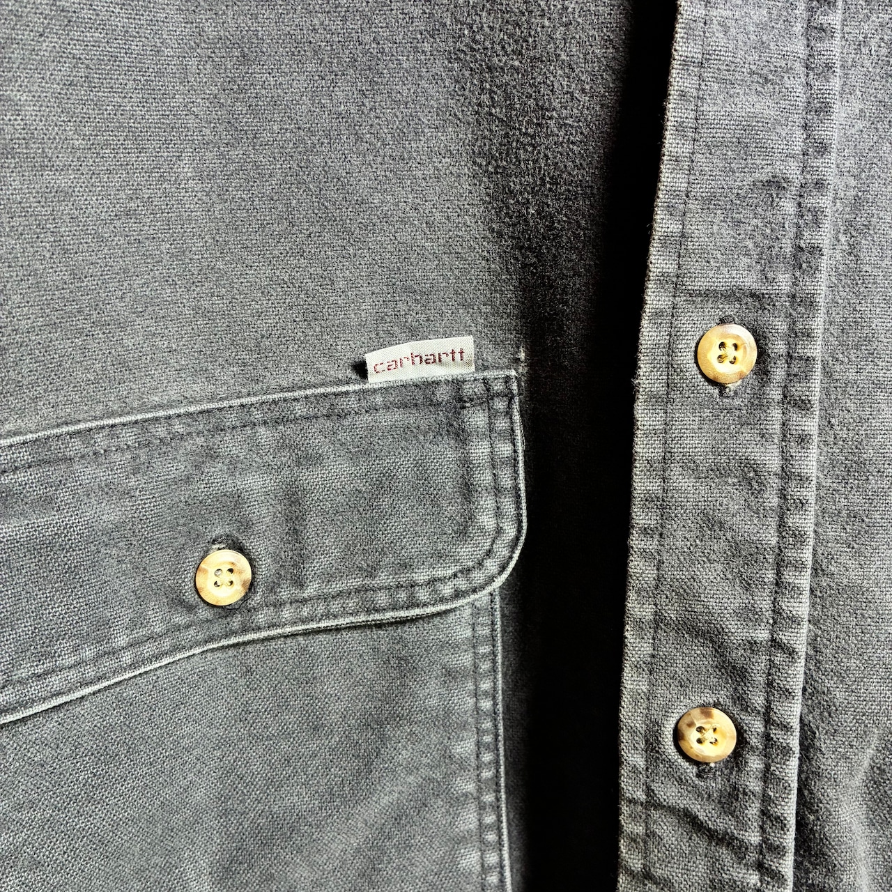 90s Carhartt ダックシャツ 長袖シャツ ワークシャツ フェードブラック カーハート
