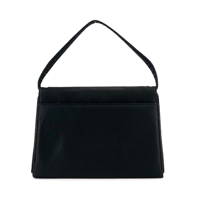 GIVENCHY ジバンシィ　ロゴボタン 　サテン　ミニバッグ　ハンドバッグ　 ブラック　vintage　ヴィンテージ　オールド　padcv7