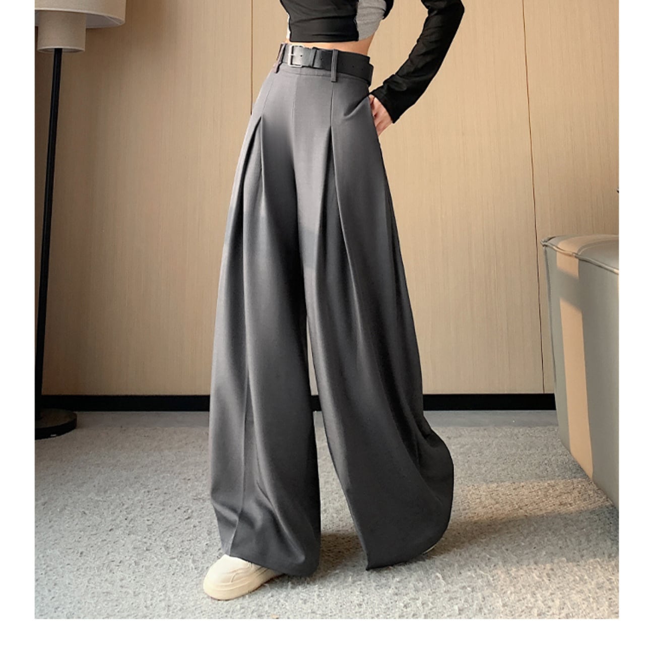 Wide-Leg Full-Length Pants L00596