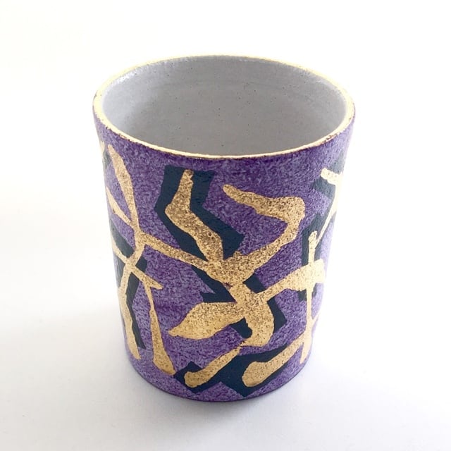 金彩色絵カップ【紫】(170410-10)