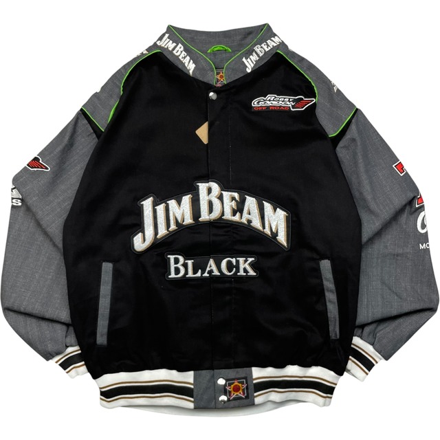 《L》 JH Design ジェイエイチデザイン レーシングジャケット 刺繍 JIM BEAM ウイスキー ブラック no.4421