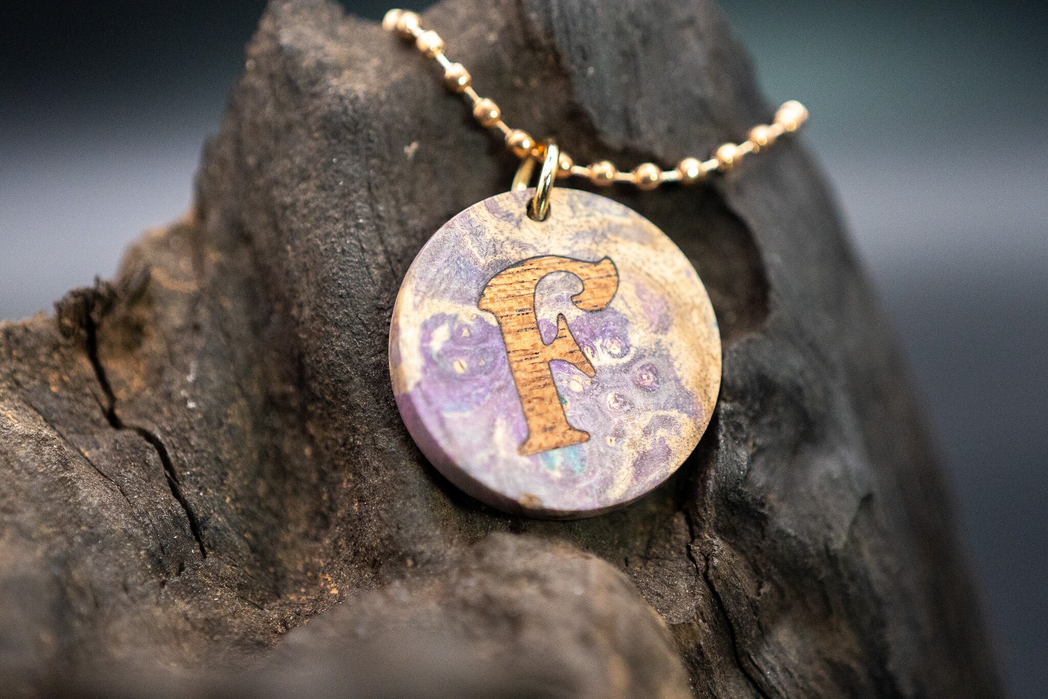 スタビライズドウッド メープルバール ラウンド タグ イニシャル