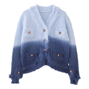BLUE GRADIENT V-NECK KNIT SHORT JACKET 1color M-8448