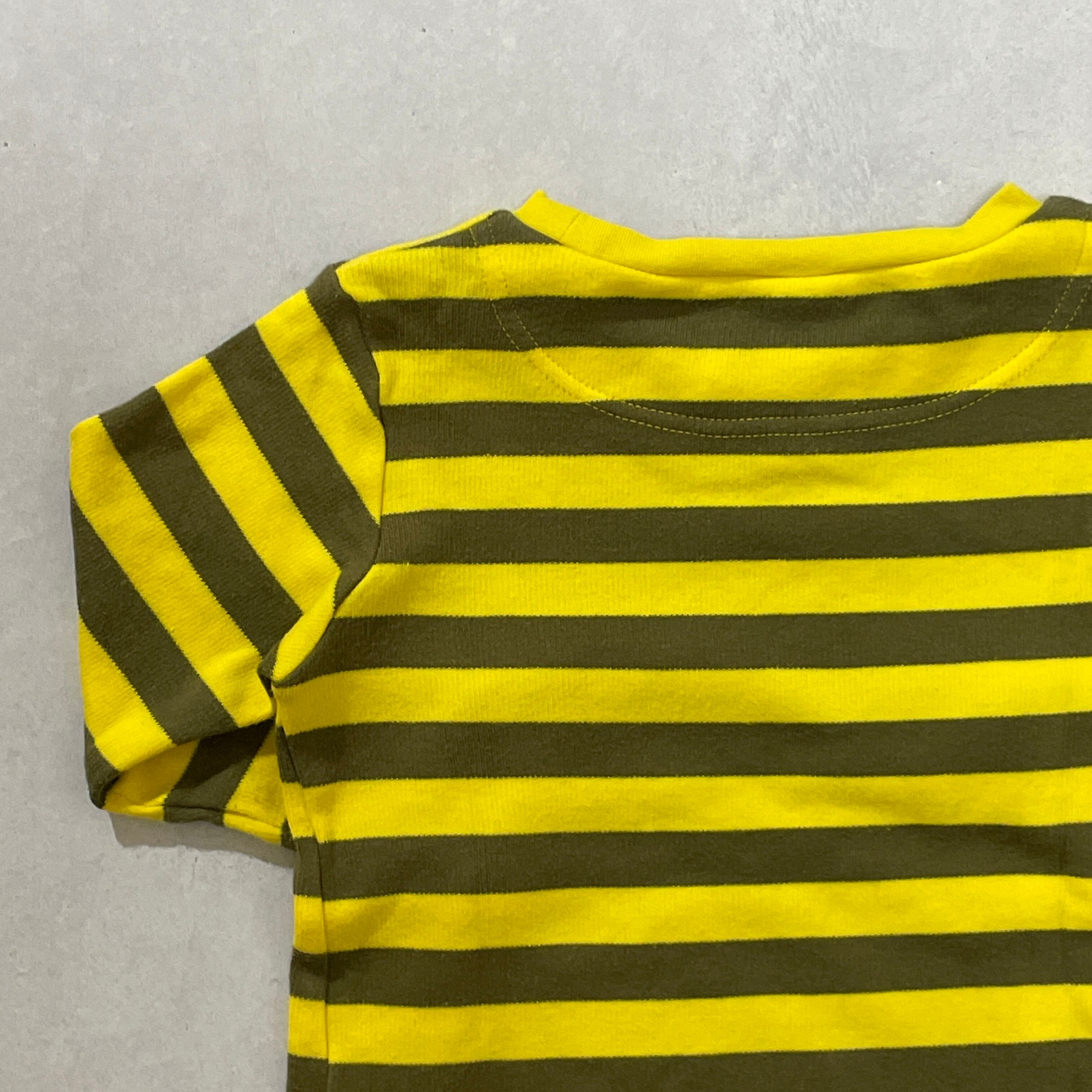 90cm】00s old NIKE L/S Shirt / ナイキ ボーダー 黄色 長袖 Tシャツ