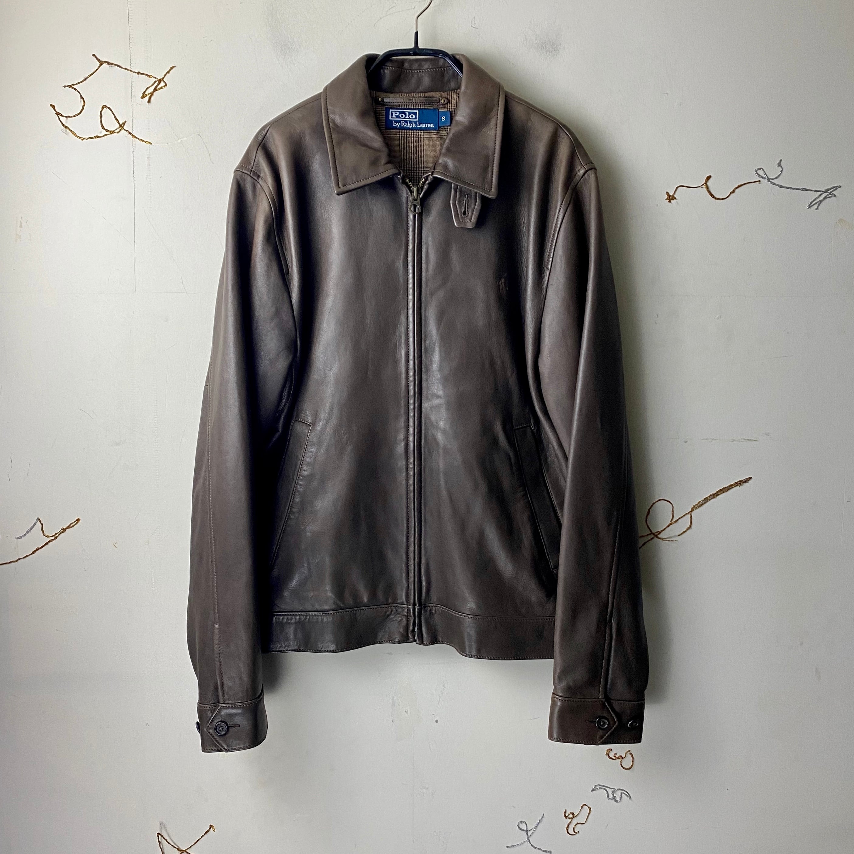 POLO by RALPH LAUREN brown leather drizzler jacket | NOIR ONLINE