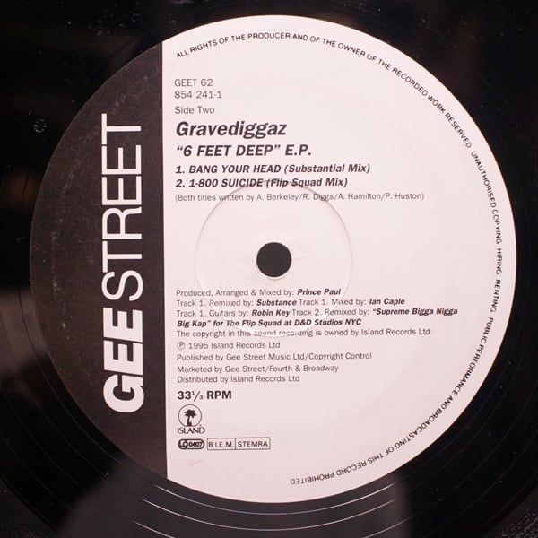 Gravediggaz / 6 Feet Deep E.P. (Record 1) [GEET62, 854 241-1] - 画像4