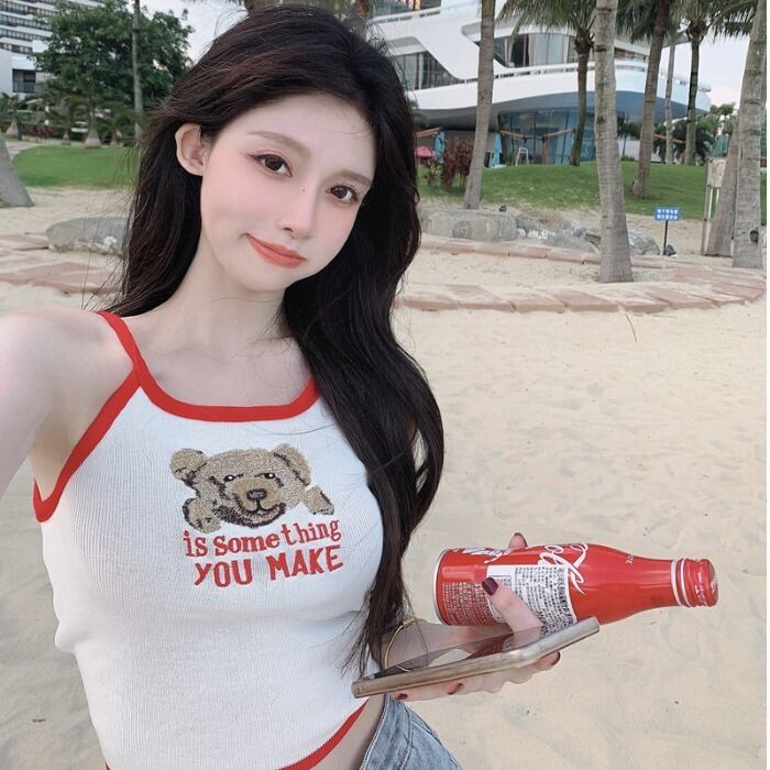 ショートサマーカラーレッドトップス 大人ガーリー スウィート キュート カジュアル 夏物 ドラファッションホール85671996581