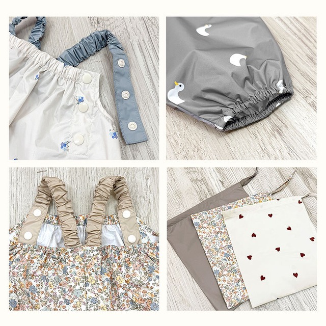 【メール便】プレイウェア 防水 調節可能 お砂場着 80-100cm対応 かわいい 撥水 dk050