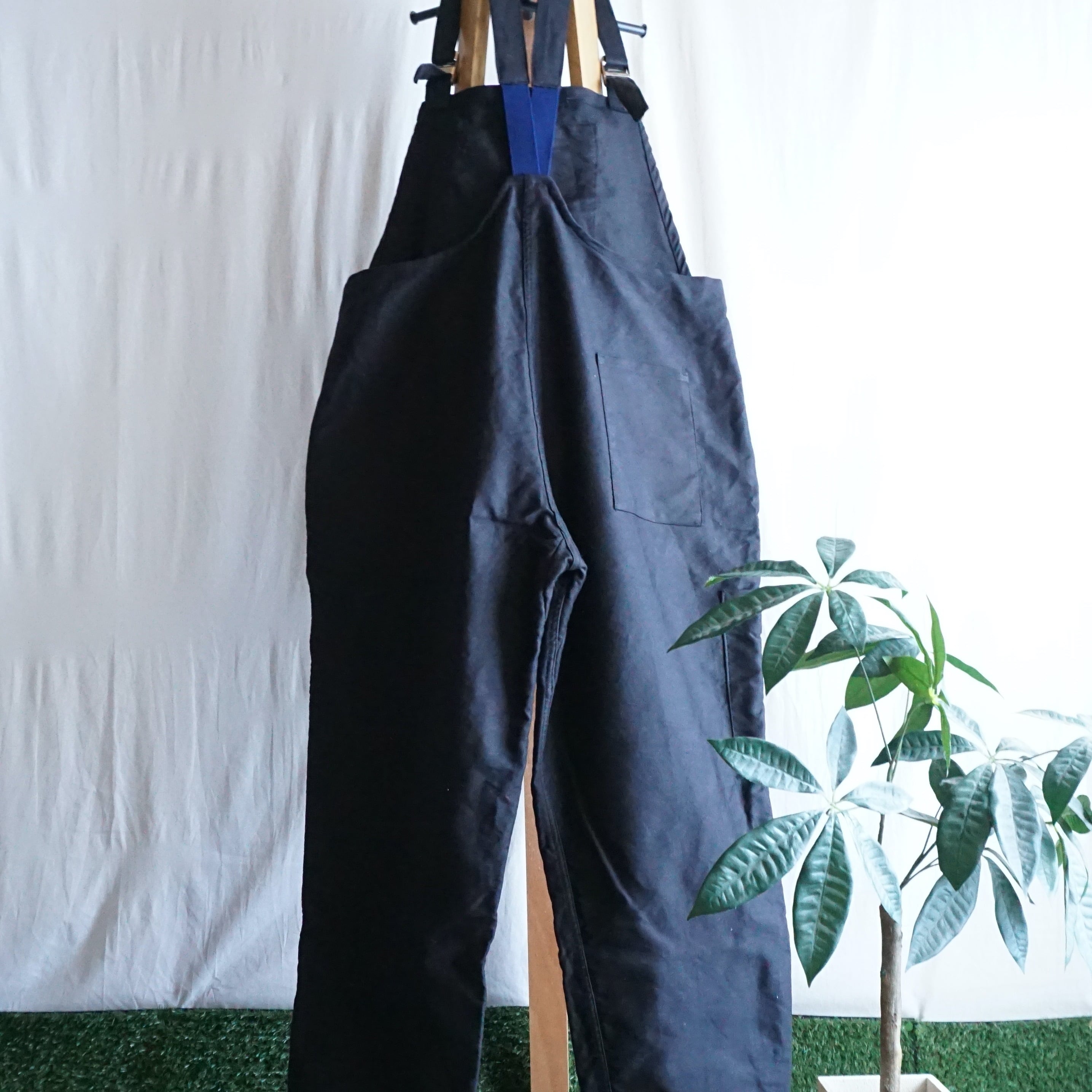 フランス ブラックモールスキン オーバーオール(DEAD STOCK) 80's