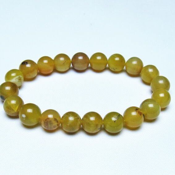オパール ブレスレット 10mm イエローオパール コモンオパール 一点物 メール便可 [M便 1/10] 111-48662