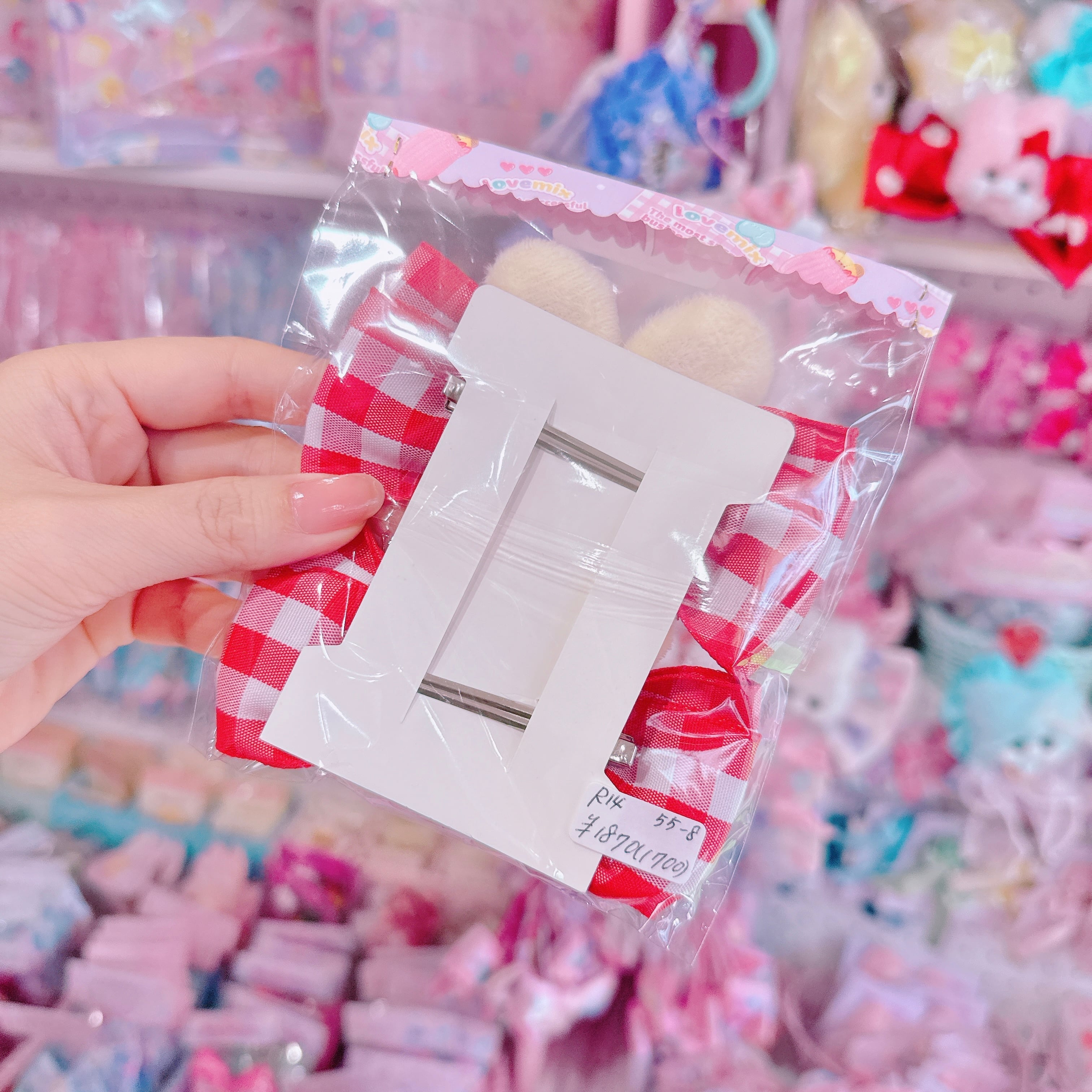 【R14】55-8くるみキャンディチュールリボンツインヘアクリップ